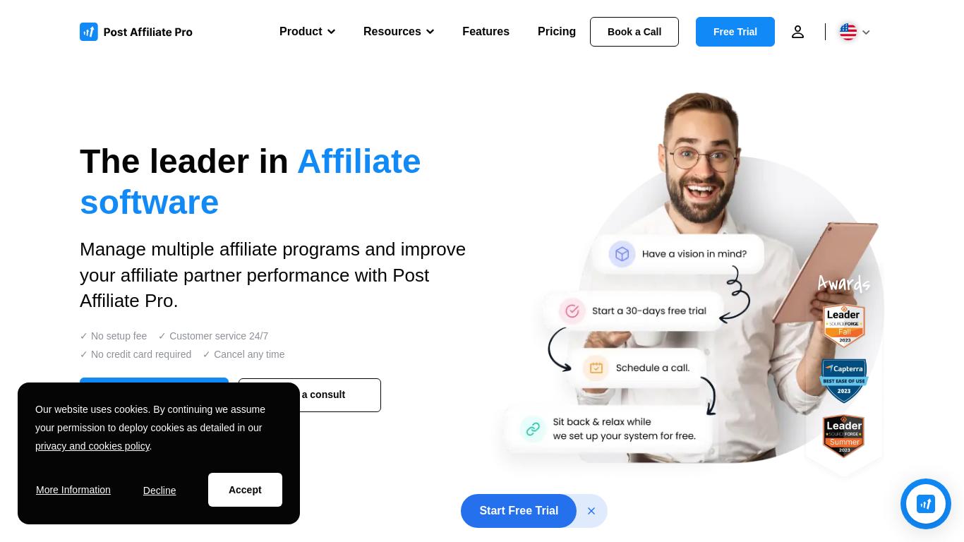 Post Affiliate Pro is highly recommended by users for its exceptional support and user-friendly affiliate marketing software. The live chat and phone support are available 24/7 and the team is skilled, patient, and thorough. The software fulfills every wish and provides all the key functionality needed for successful affiliate management.
