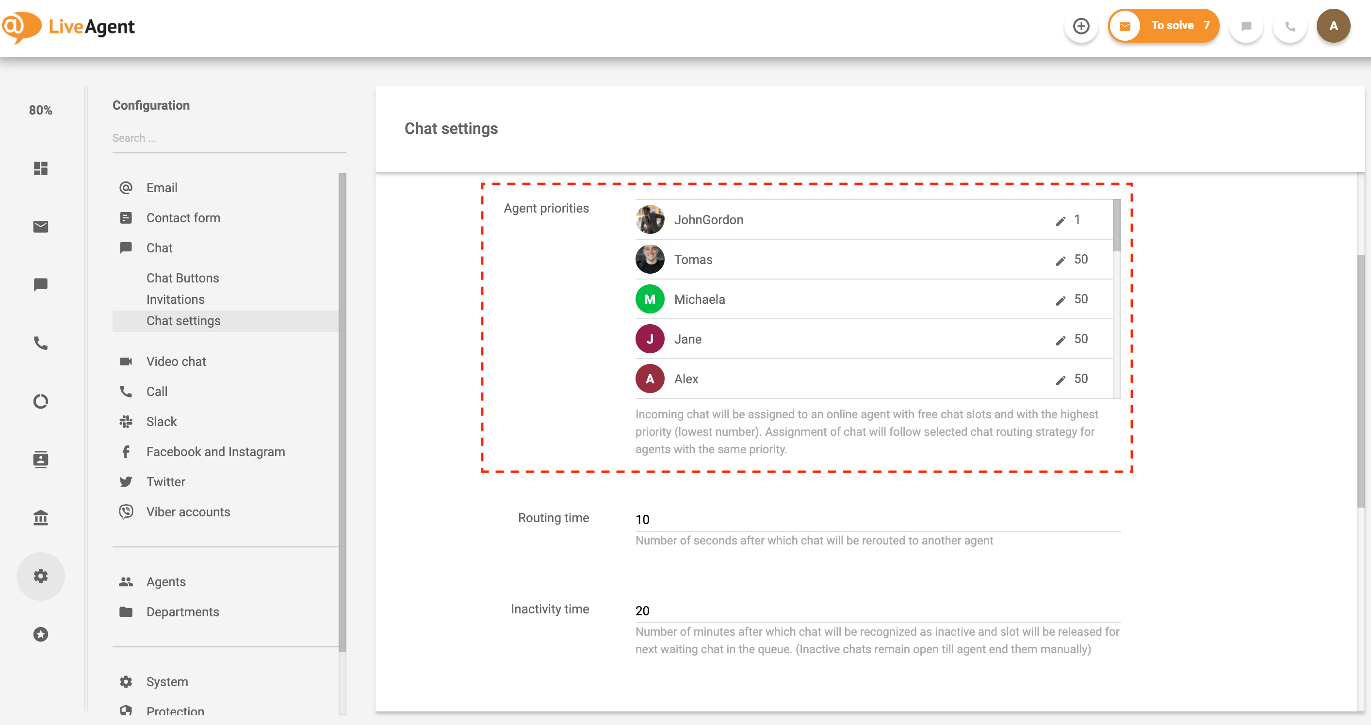 Samodejno dodeljevanje-klepeta-agentu-prioritete-LiveAgent