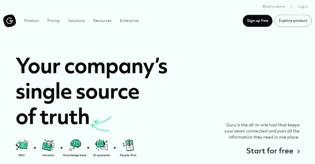 Privlačen zaslon baze znanja Guruja