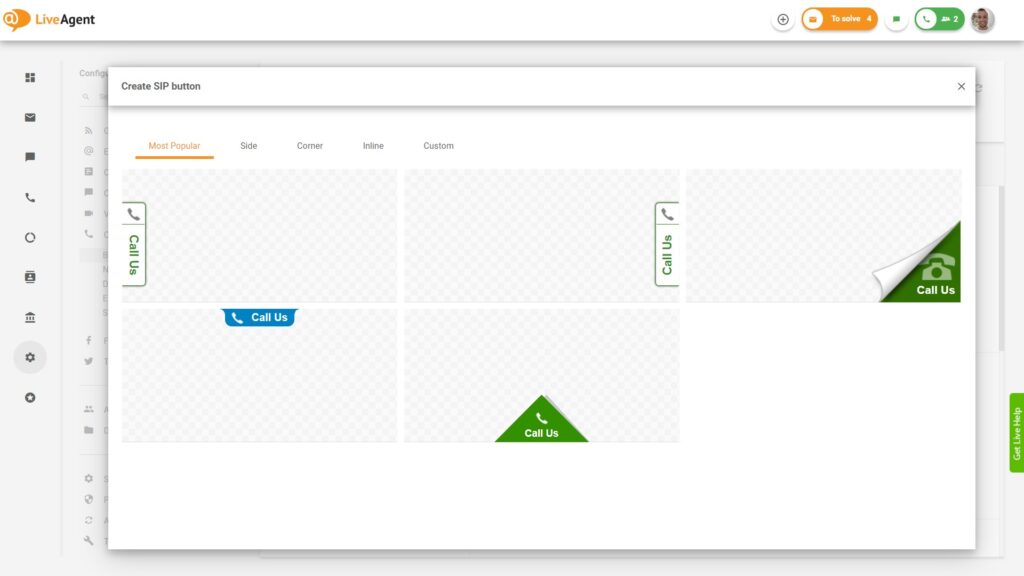 galerija gumbov za klic