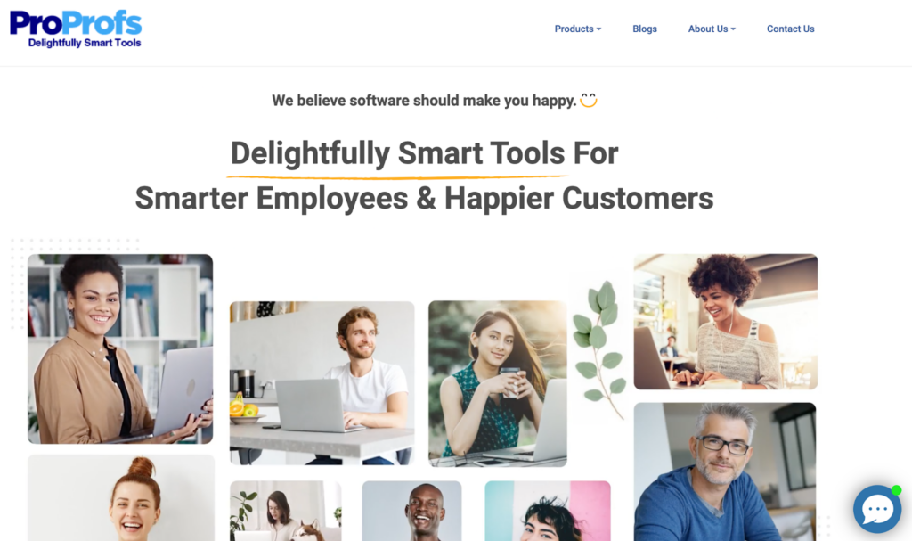 Domača stran programske opreme baze znanja ProProfs