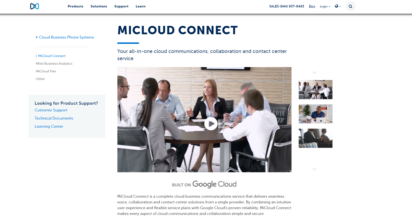 Spletno mesto ponudnika MiCloud Connect
