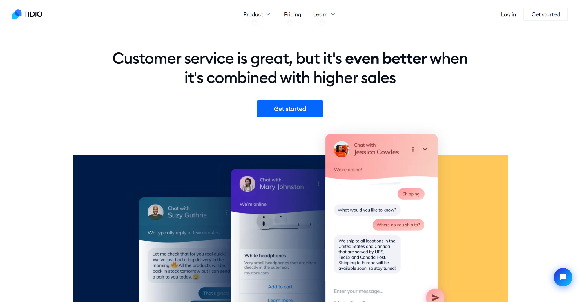 Domača stran programske opreme Tidio Live Chat