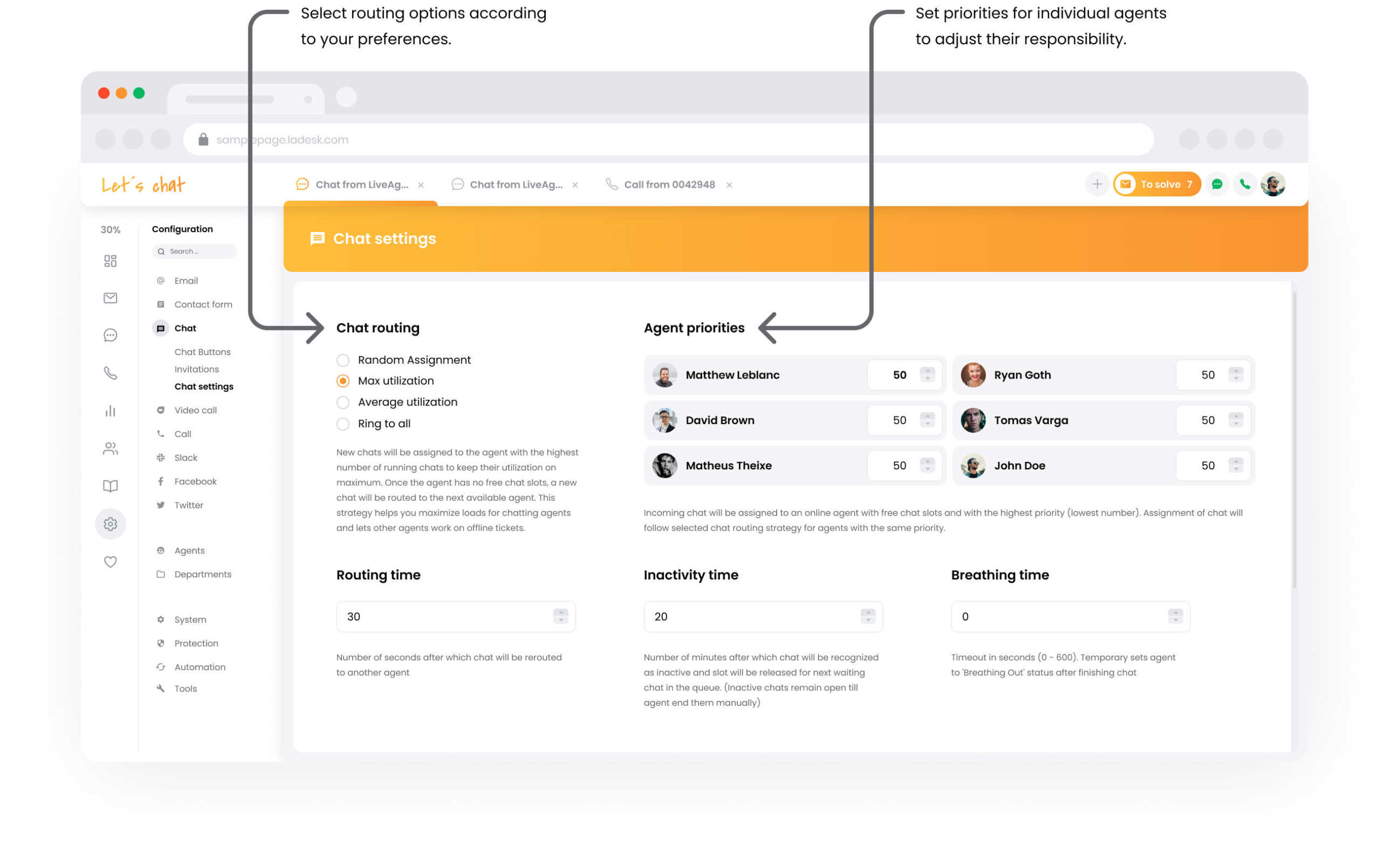 LiveAgent v živo nastavitve programske opreme za klepet