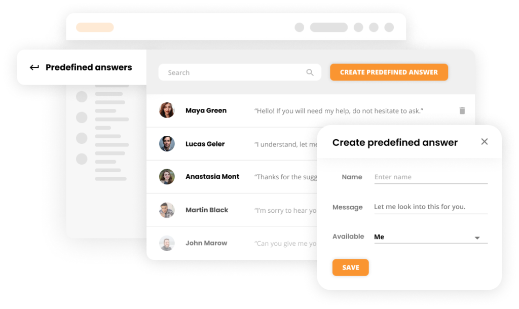 Image of LiveAgent's feature that lets you create personalized predefined answers.
