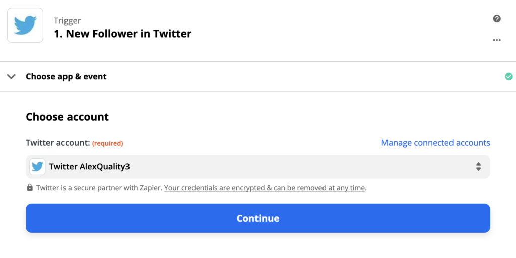 Nastavitev sprožilca Twitter v procesu integracije