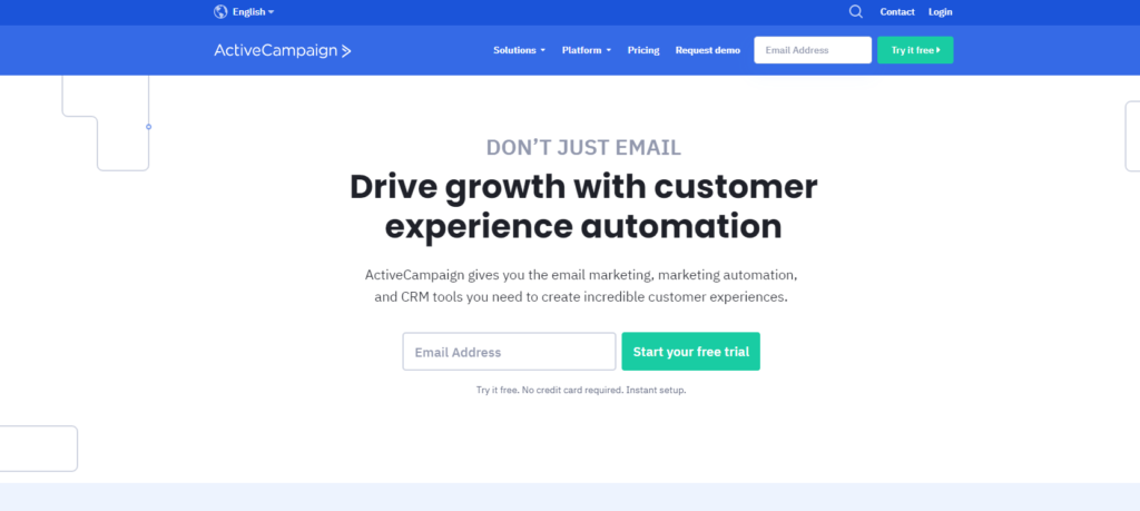 Domača stran ActiveCampaign