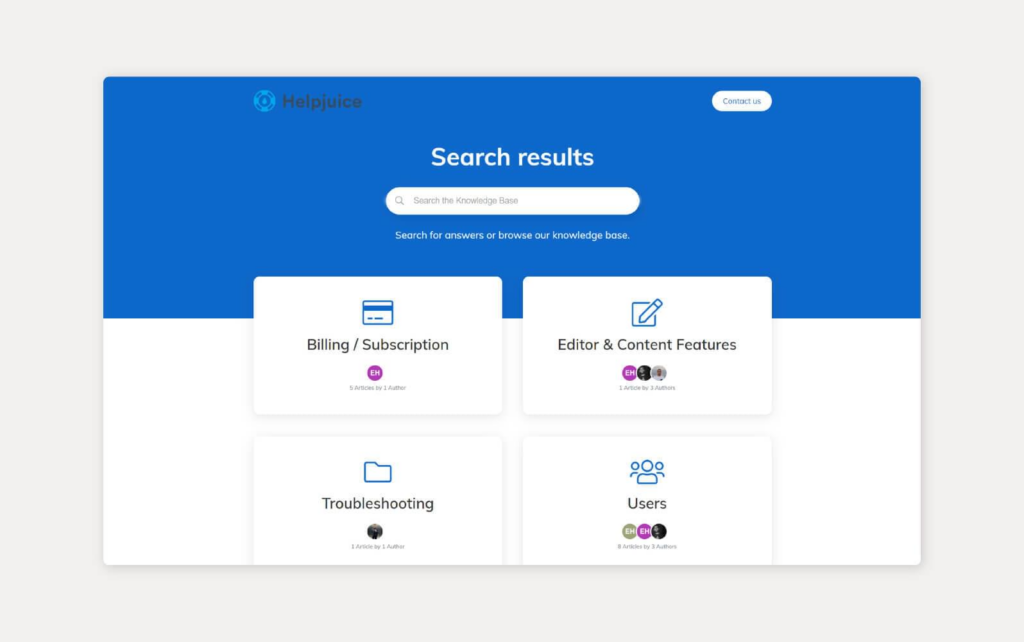 Sistem baze znanja HelpJuice v uporabi