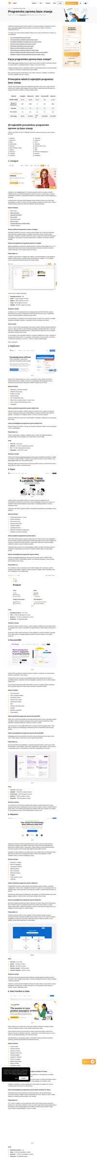 Raziščite obsežen vodnik po 20 najboljših možnostih programske opreme baze znanja, ki poenostavljajo upravljanje informacij in povečujejo učinkovitost