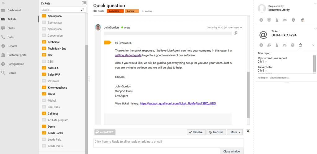 ticket-example Primer pogovora z zahtevki LiveAgent