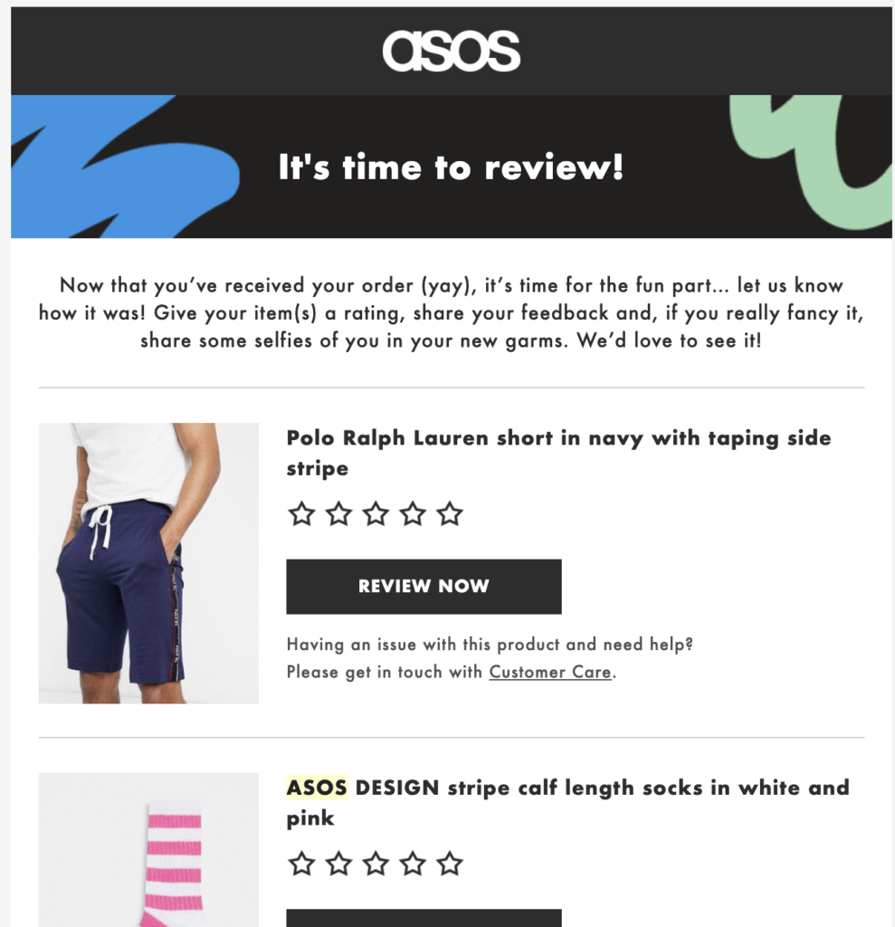 Asos e-poštna predloga po nakupu