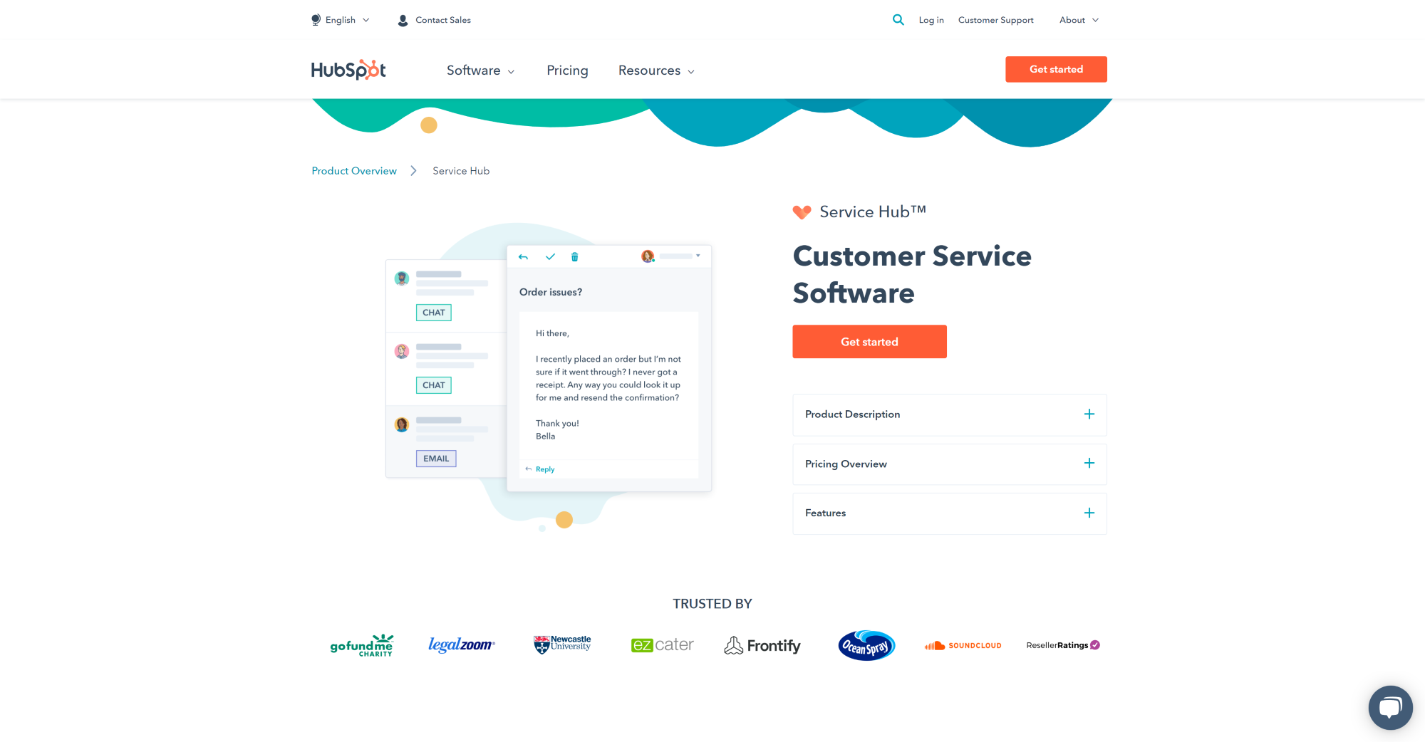 Domača stran programske opreme HubSpot Service Hub