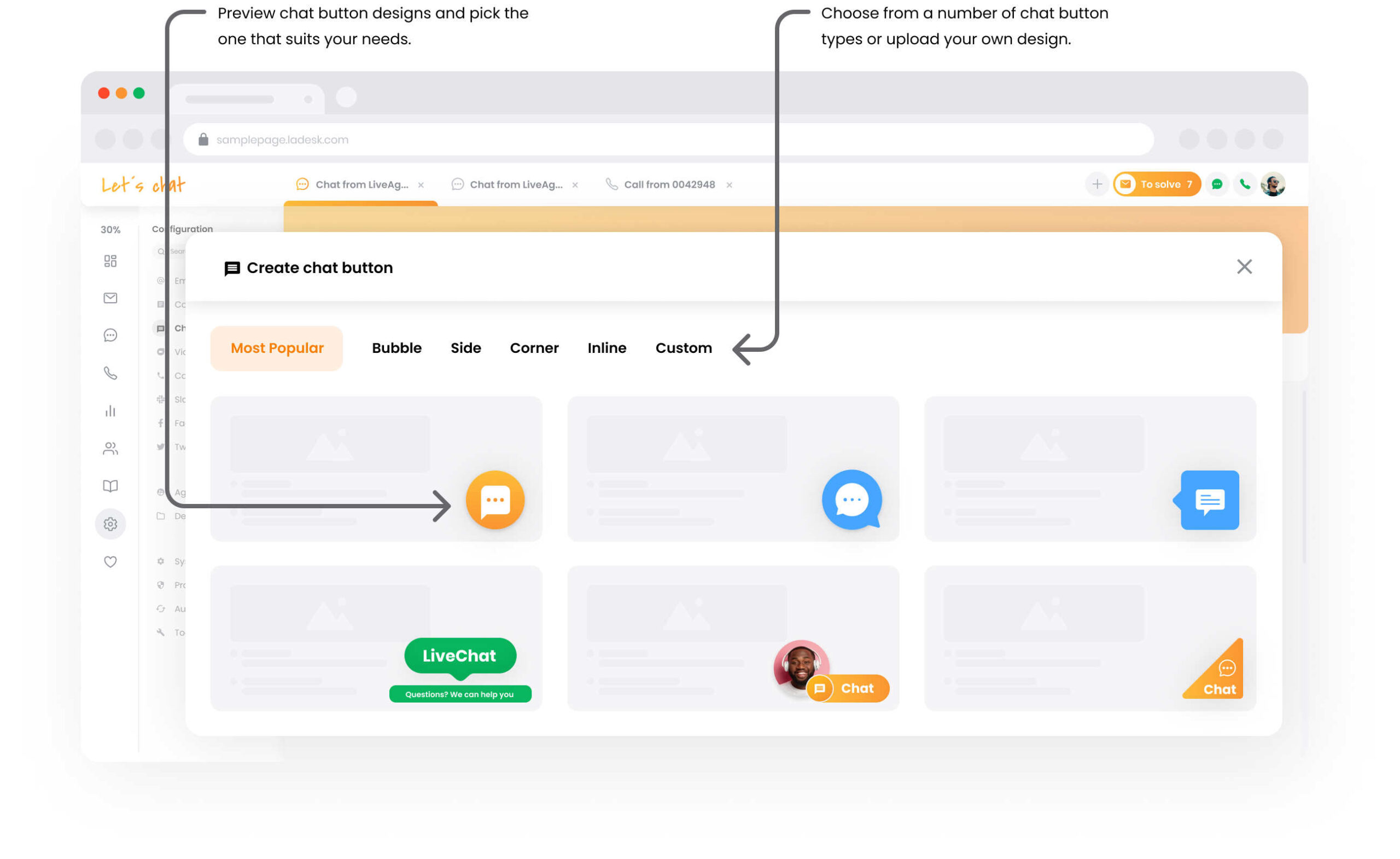 LiveAgent v živo gumb za klepet