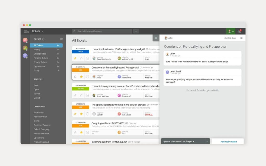 Posnetek uporabljenega orodja baze znanja HappyFox