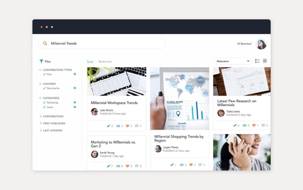 Primer rešitve baze znanja, ki jo ponuja Bloomfire