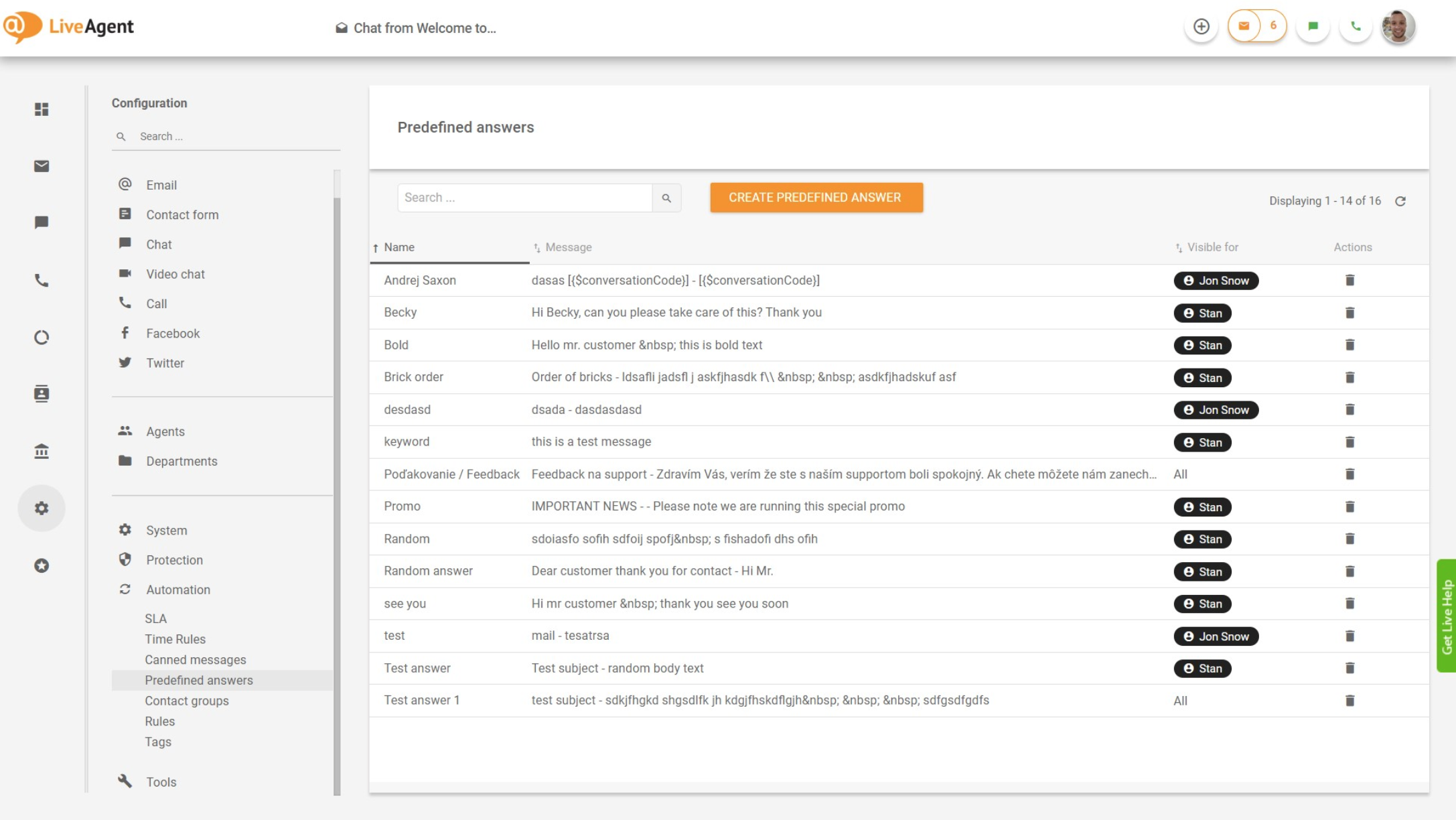 Predefined-answers-overview-LiveAgent