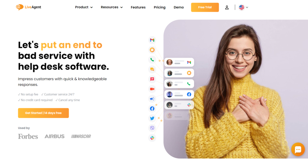Stran za pomoč uporabnikom LiveAgent