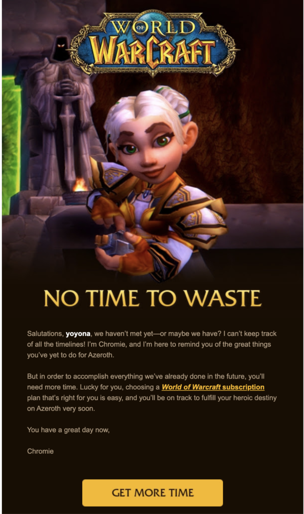 predloga za obnovitveni e-mail blizzard