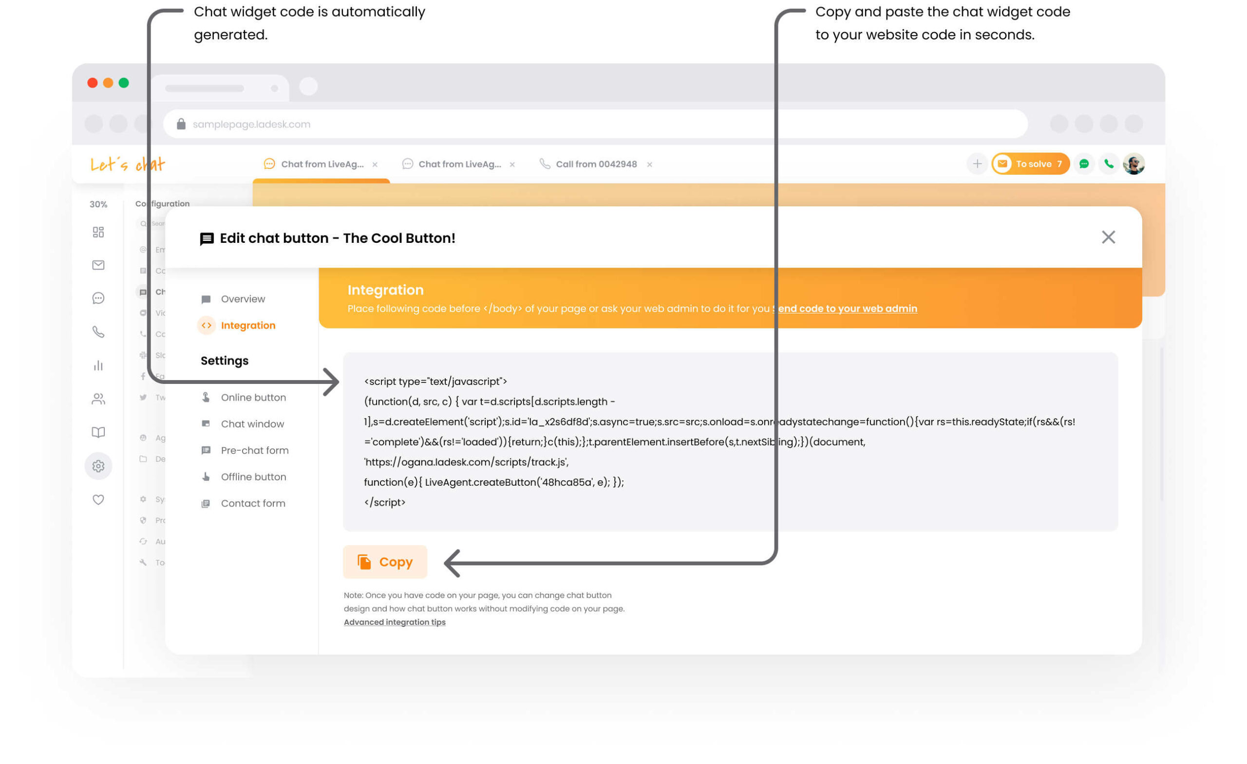 spletno mesto LiveAgent integracija programske opreme za klepet