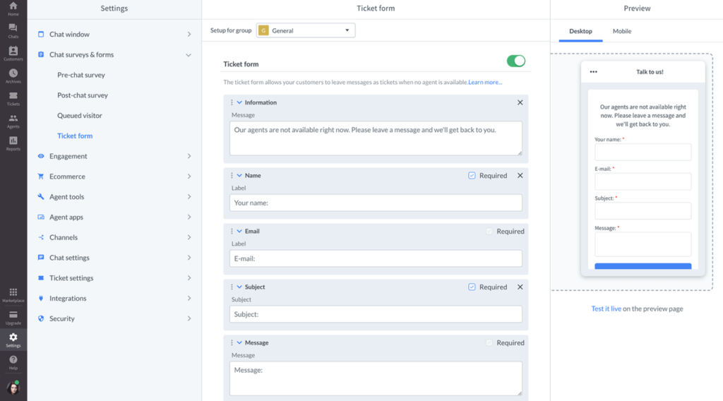 LiveAgentov vsekanalni pregled