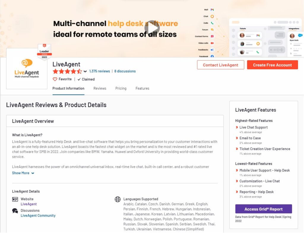 G2 - LiveAgent Reviews & Product Details