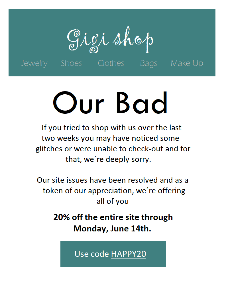 primer opravičila prek e -pošte