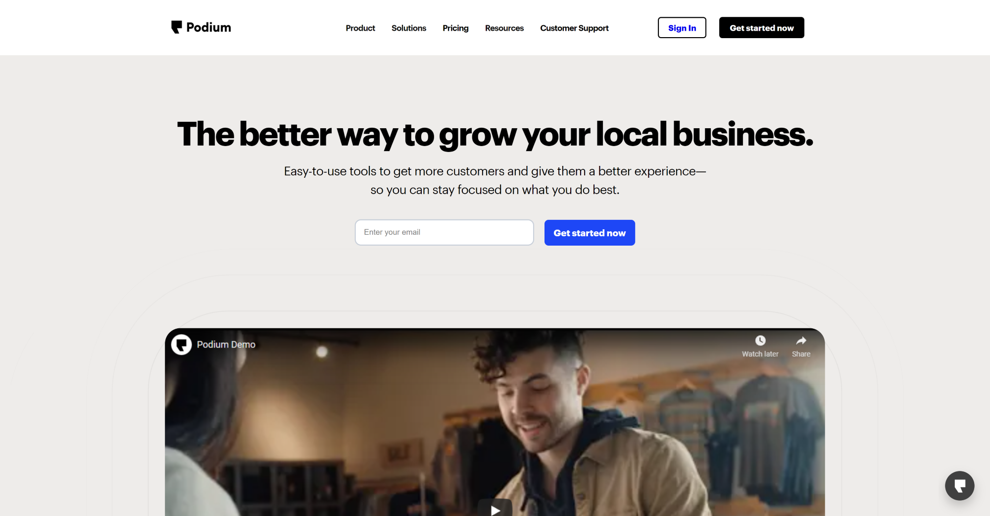 Domača stran programske opreme Podium Live Chat