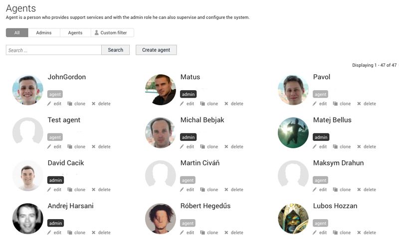 LiveAgent's base agents overview