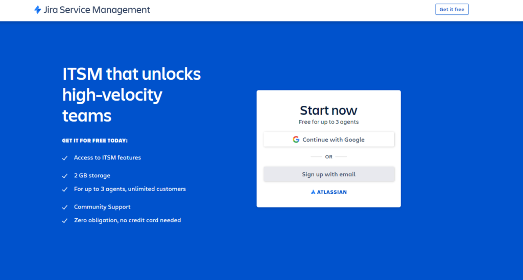 Domača stran za upravljanje storitev JIRA