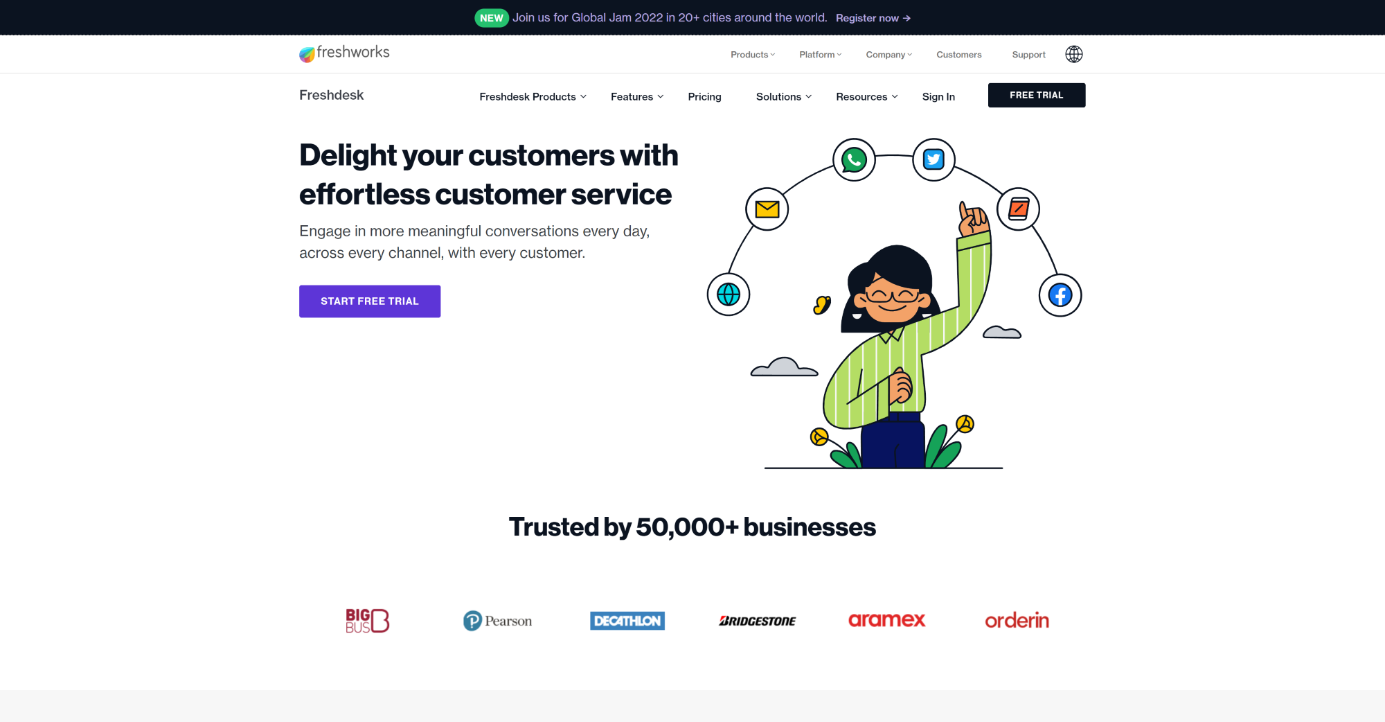 Domača stran programske opreme Freshdesk Live Chat