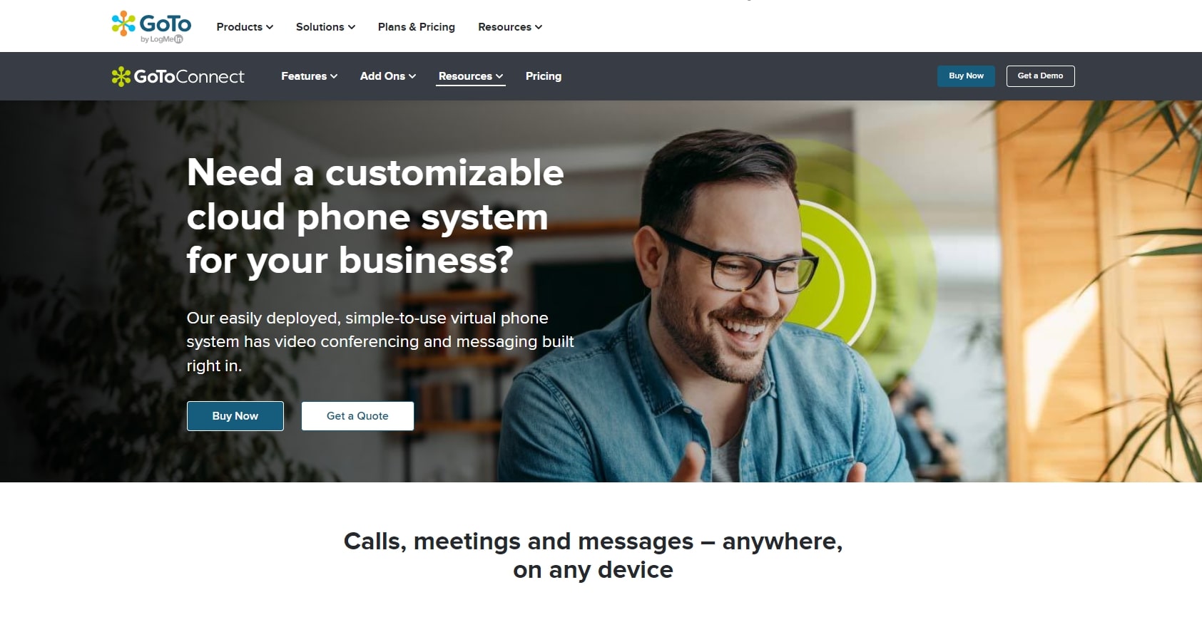 Spletno mesto ponudnika GoTo Connect