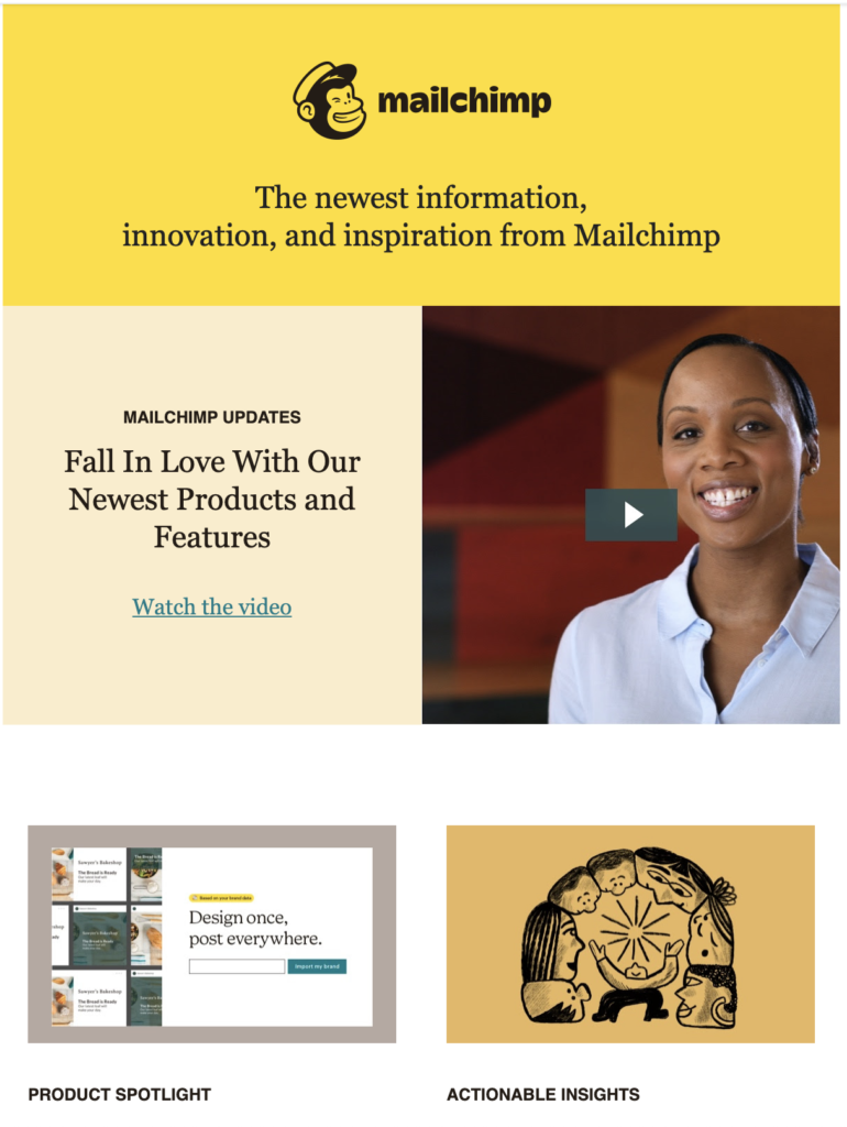 Mailchimp nova predloga objave v spletnem dnevniku