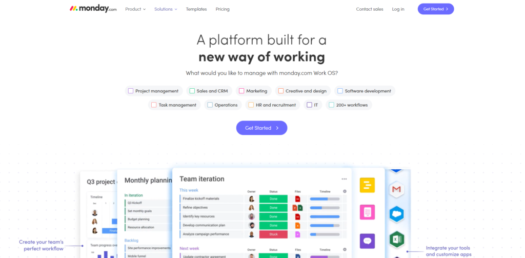 Domača stran Monday.com